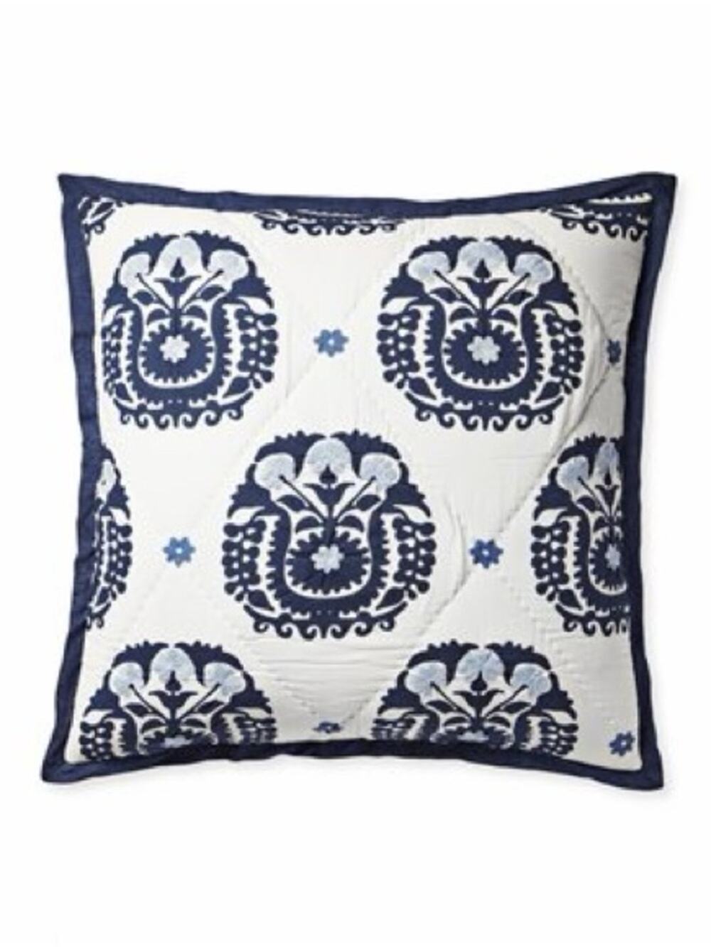 Serena & Lily Suzani Quilted EURO Sham- Navy Set of TWO